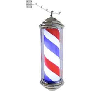Stemily Kapperspaal - Kappersbord - Kapsalonpaal - Roterend - RVS - Duurzaam - LED - 0,9 KG - 20x14,5x35 CM