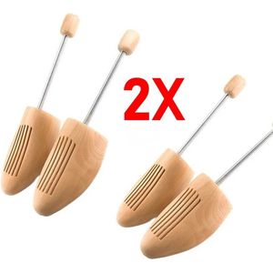 schoenspanner hout - 2 sets - stevige veer - vocht opnemend - maat 41 - 42