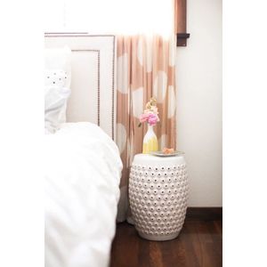 Fine Asianliving Keramische Kruk Dots Wit Porselein Handgemaakt D33xH46cm Keramiek Bijzettafel Porselein Stoel Tuinkruk