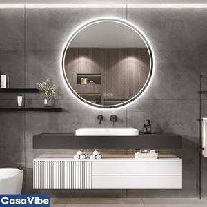 CasaVibe Spiegel met led - Spiegel met verlichting - Badkamerspiegel - Dimbaar - Drie Kleuren - Anti-Fog