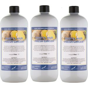 Body & Hair Fresh Ginger 1 liter - set van 3 stuks - 2 in 1 voor lichaam en haar.