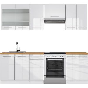 Vicco Fame-Line Complete keukeneenheid – 240 cm zonder werkblad Wit hoogglans/wit zonder werkblad