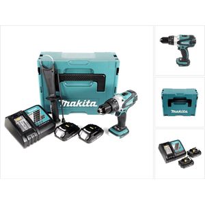 Makita DHP 458 RAJ accu klopboormachine 18 V 91 Nm + 2x accu 2.0 Ah + lader + Makpac