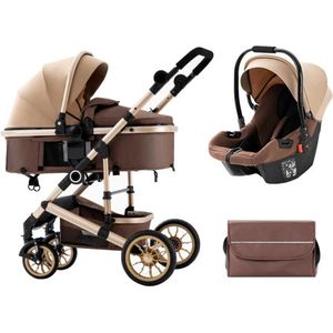 Mima ® Kinderwagen - 3 in 1- Wandelwagen 3 in 1- Inclusief Autostoel-Reiswieg- Buggy-Khaki- 3D vering