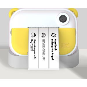 myFirst Camera Insta Wi Geel - digitale kindercamera en inkt-loze labelprinter ineen - draadloos - 12MP - selfie lens - 1500mAh batterij