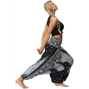 Harembroek - Chillbroek - Chillpants - Harem broek - Zwart/Wit - Yogabroek - Baggy broek - Boho - Unisex - Yogapants - Chill outfit