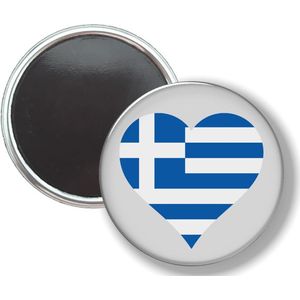 Button Met Magneet - Hart Vlag Griekenland - NIET VOOR KLEDING