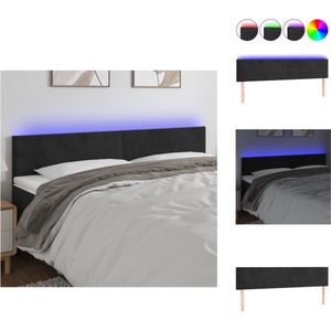 vidaXL Hoofdeind - Zwart - Stof - 160x5x78/88cm - LED-strip - Verstelbaar - Bedonderdeel