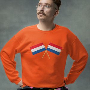 Oranje EK WK Koningsdag Trui Vlaggetjes - MAAT M - Uniseks Pasvorm - Oranje Feestkleding Dames & Heren