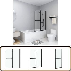 vidaXL Douchewand inklapbaar ESG zwart 95x140 cm Douchewand - ESG Glas - Zwarte Douchewand - Douchevloer - Badkameraccessoires