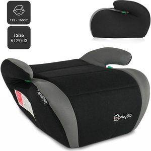 BabyGO autostoel Booster iSize - Zitverhoger - Stoelverhoger - Autogordel bevestiging - Grijs (voor kinderen van 125 - 150cm)
