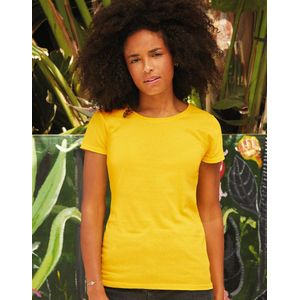 Fruit Of The Loom Lady-Fit Dames Sofspun® T-shirt- Zonnebloem Geel - XXL