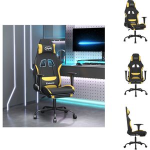 vidaXL Gamestoel - Black/Yellow - 66x58x(120-130) cm - Adjustable Backrest - Footrest - Bureaustoel
