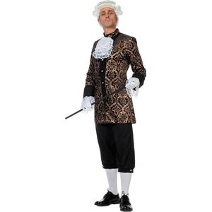 Wilbers & Wilbers - Middeleeuwen & Renaissance Kostuum - Markies Louis De Sade - Man - Zwart, Goud - Maat 60 - Carnavalskleding - Verkleedkleding