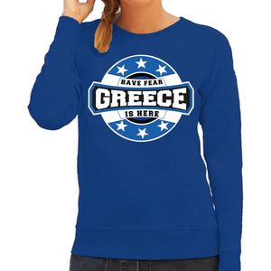 Have fear Greece is here sweater met sterren embleem in de kleuren van de Griekse vlag - blauw - dames - Griekenland supporter / Grieks elftal fan trui / EK / WK / kleding M