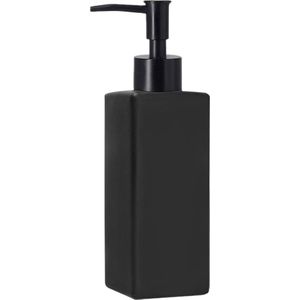 Zeepdispenser, matzwart, 350 ml, navulbare vloeibare glazen fles voor handwas, afwasmiddel, shampoo-lotionfles met pomp voor badkamer, douche, werkblad, keuken, bijkeuken