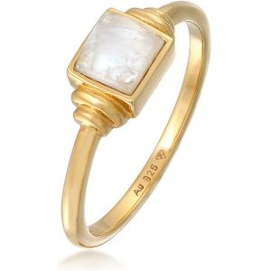 Elli PREMIUM Dames Ring Elli PREMIUM Ring Dames Kwadraat Vintage met Maansteen in 925 sterling zilver Verguld