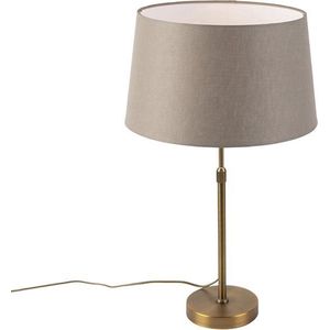 QAZQA parte - Landelijke Tafellamp met kap - 1 lichts - H 700 mm - Taupe - Woonkamer | Slaapkamer | Keuken