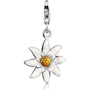 Nenalina Dames Bedel Dames edelweiss hanger met emaille in 925 sterling zilver