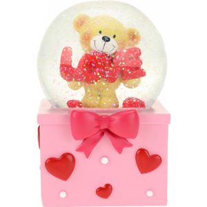 Toi-toys Sneeuwbol Met Beertje Xl Rood/roze 9 X 15 Cm - valentijn - valentijn cadeautje voor haar