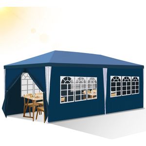 Partytent met Zijwanden – Paviljoen - Easy Up – 50+ UV Bescherming - 3x6m blauw