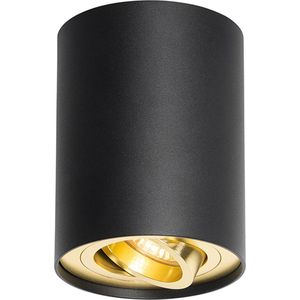 QAZQA rondoo up - Moderne Plafondspot | Spotje | Opbouwspot - 1 lichts - Ø 97 mm - Zwart Goud - Woonkamer | Slaapkamer | Keuken