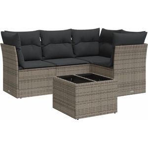 vidaXL 5-delige Loungeset met Kussens - Grijs