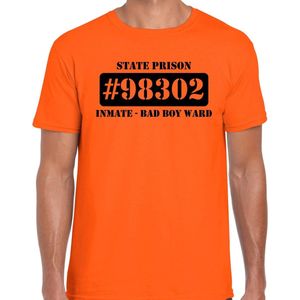 Boeven verkleed shirt bad boy ward oranje heren - Boevenpak/ kostuum - Verkleedkleding L