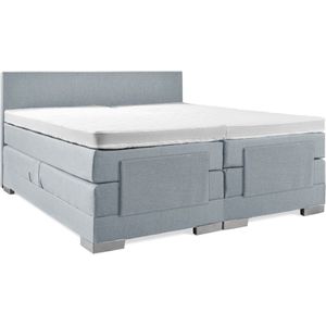 Soft bedden Elektrische Boxspring - 180x200 - Incl. Glad hoofdbord - Ijsblauw met plint