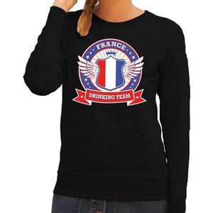 Zwart France drinking team sweater / sweater zwart dames - Frankrijk kleding S