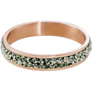 Quiges Stapelring Dames - Vulring Grijs Zirkonia - RVS Roségoudkleurig - Maat 22 - Hoogte 4mm