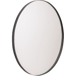 Housevitamin Ronde Metalen Spiegel - Staal Rand 3cm 80 Dia - Gemaakt van Staal Zwarte Wand Spiegel 80cm – Geschikt voor badkamer