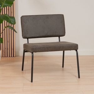 Bronx71® Industriële fauteuil met hocker Espen antraciet eco-leer