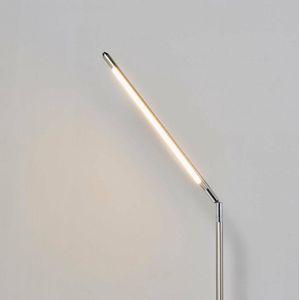 Lindby - LED vloerlamp - 1licht - metaal - H: 163 cm - gesatineerd nikkel - Inclusief lichtbron