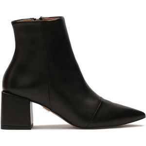 Black leather boots with square heel