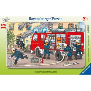 Kinderpuzzel ""Mijn Brandweerauto"" - 06321 / Framepuzzel 15-Delig Met Brandweermotief - Voor Kinderen Vanaf 3 Jaar