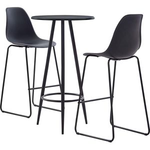 vidaXL 3-delige Barset - Zwart - MDF & Metaal Bartafel - Barstoelen - Zwarte Barset - Moderne Barset - Houten Bartafel - Barset Met Stoelen - Salon Meubels - Kookeiland Accessoires - Bistro Tafeltje