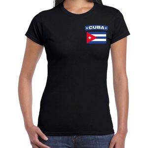 Cuba t-shirt met vlag zwart op borst voor dames - Cuba landen shirt - supporter kleding S