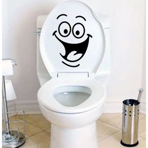 Toilet Sticker Met Lachend Gezicht I WC Sticker I Deursticker WC Deksel I 22x18 CM