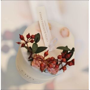 Handgemaakte Soja Wax Geurkaars met Droogbloemen - Rose Temptation