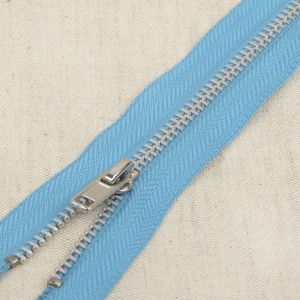 Rits 18cm blauw met aluminium tandjes - niet-deelbare rits voor jeans, broeken, ... - Stoffenboetiek