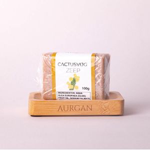 Aurgan zeephouder met zeepje - 2 in 1 set - cactusvijgolie zeep - body soap