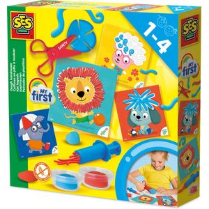 SES Creative - My First – Dieren Klei Kapsels maken – Kapsels maken op Dierenkaarten - Inclusief tools om klei haren te maken - Kappersset - 1 tot 4 jaar