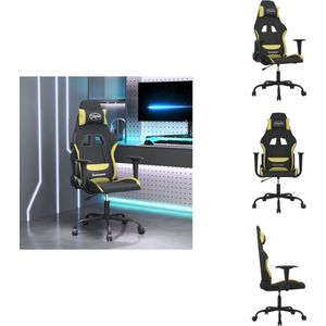 vidaXL Gamingstoel - Gamingstoelen - Televisiestoel - Racingstoel - Massage gamestoel stof zwart en lichtgroen