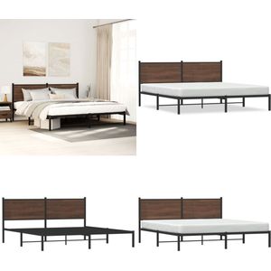 vidaXL Bedframe zonder matras metaal bruin eikenkleur 180x200 cm - Bedframe - Bedframes - Tweepersoonsbed - Bed