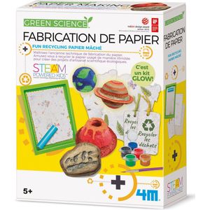 4M Kidzlabs GREEN SCIENCE: PAPIER MAKEN / F R A N S T A L I G E VERPAKKING, met GITD verf en gedetailleerde instructies, in doos 17x22x6cm, 5+