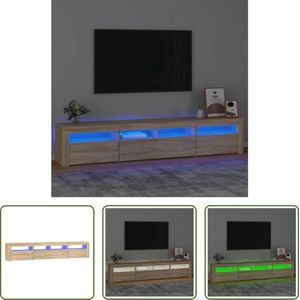 The Living Store TV-meubel - Joy - Hout - 210x35x40 cm - RGB LED-verlichting