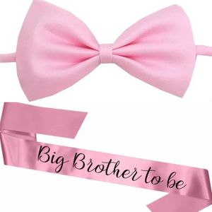 Big Brother to Be sjerp en vlinderdas roze - genderreveal - babyshower - sjerp - dasstrik - roze - big brother