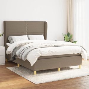 The Living Store Boxspringbed - Comfort Line - Bed - 203 x 147 x 118/128 cm - Taupe - Pocketvering Matras - Middelharde Ondersteuning