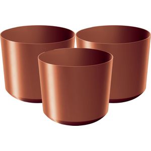 Prosperplast Plantenpot/bloempot Babylon - 3x - kunststof - buiten/binnen - koper - D15 x H15 cm